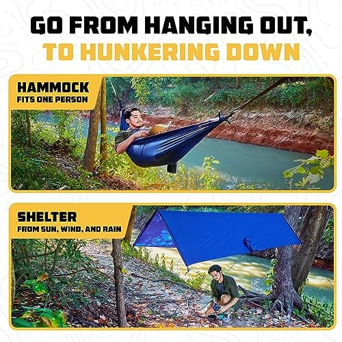 Wise Owl Outfitters 4in1 Hammock - Camping Hammock, Shelter Tarp, Poncho, and Footprint - Camping Essentials and Accessories for Campers