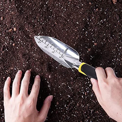 Garden Trowel Hand Shovel with Soft Rubberized Non-Slip Ergonomic Handle for Planting Transplanting, Weeding, Moving and Smoothing Soil-Gardening Gift (Spade Shovel)