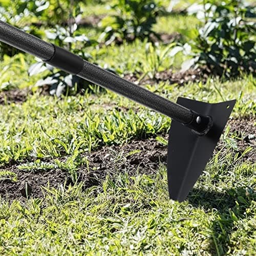 Hoe Garden Tool,60 Inch Garden Hoe Triangle Gardening Hoe with Sharp Blade for Digging,Weeding,Cutting and Loosing Soil,Adjustable Length Metal Handle(5 FT)