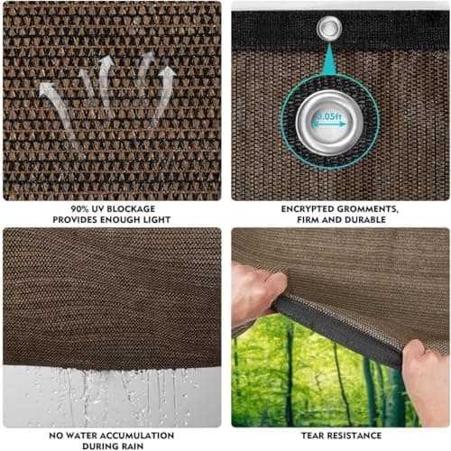 90% Sun Shade Cloth with Grommets, Pergola Shade Cover Canopy, Mesh Tarp Sun Screens for Patio, Outdoor, Garden, Backyard (8' X 10')
