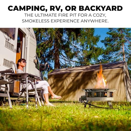 Outland Living Portable Propane Fire Pit, 19-inch, 58,000 BTU Smokeless Gas Firebowl | Perfect for Camping, Patio, Backyard, Tailgating, Deck, RV| Black 823 Standard