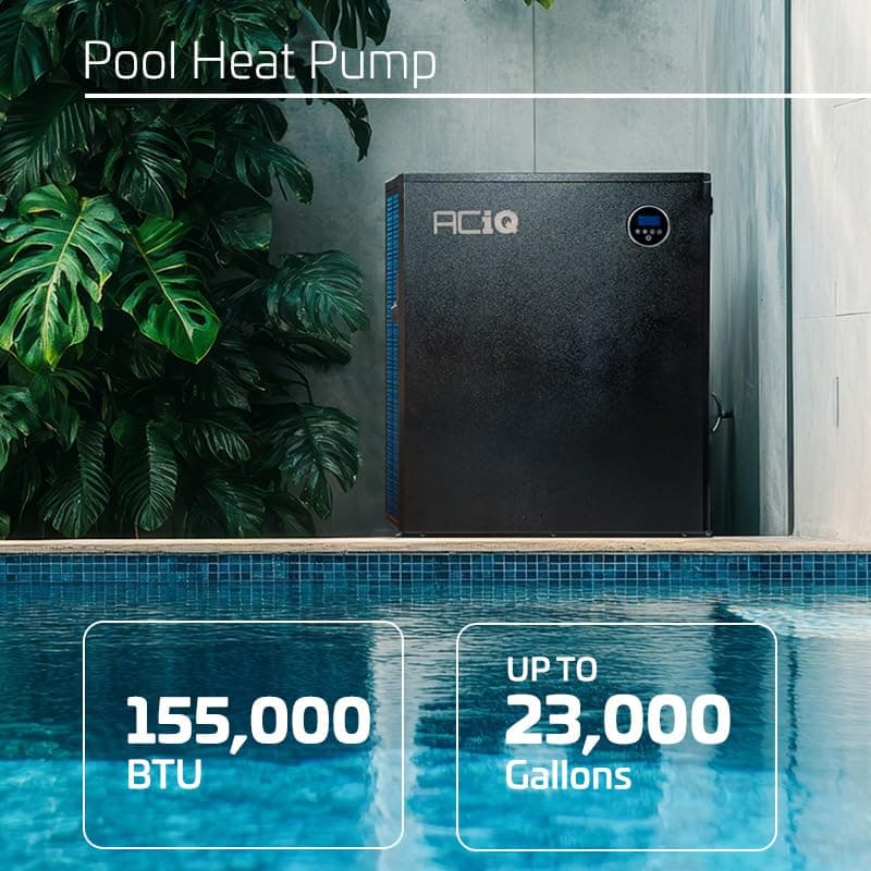 ACiQ 155,000 BTU Top-Discharge Pool Heat/Cool Pump | Energy Efficient, Quiet Operation, Electric Pool Heater, Above Ground Pool Heater