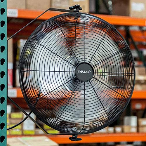 Newair Wall Mounted High Velocity Fan | 18" Air Fan | Quiet Blade Fan | 3 Speed Settings Box Fan | Heavy Duty Fan For Industrial Use | Portable Outdoor Shop Fan | Black | WindPro18W, 3000 CFM