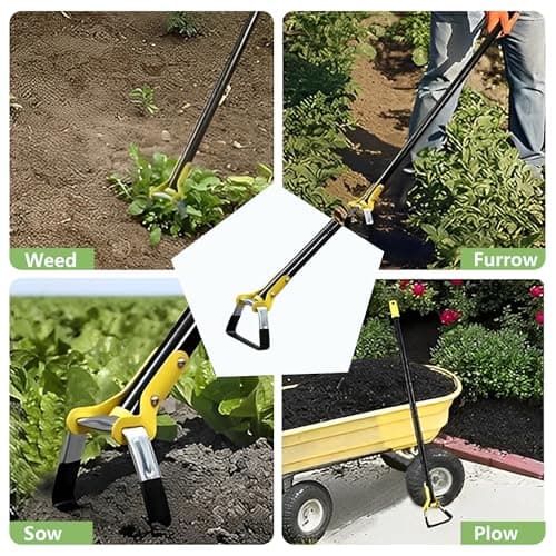 Adjustable Garden Hoe - Heavy-Duty Long Handle Loop Stirrup Hoe for Weeding, Black, 30-61 Inche (30-70 Inch)