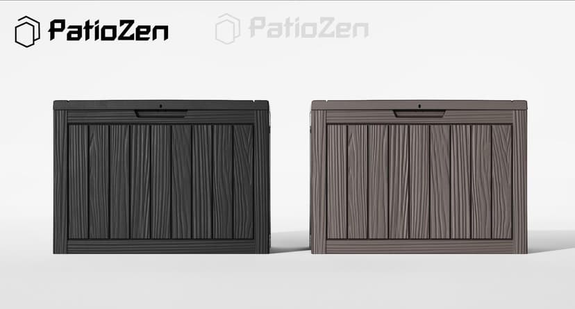 45 Gallon Resin Deck Box, Lockable Patio Outdoor Storage Box for Furniture, Garden Tools and Tools Storage, Waterproof Outside Storage Boxes - Black