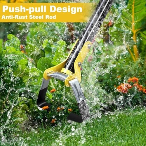 Ihomepark Adjustable Heavy-Duty Long-Handle Garden Hoe: Black Scuffle Hula Hoe for Efficient Weeding and Gardening, 30-42 Inch Loop Stirrup Design (3.5 FT)