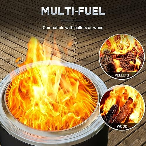 BALI OUTDOORS 22 inch Smokeless Firepit Outdoor, Outdoor Fire Pit Patio with Ash Pan, Portable Fire Pit Wood Burning