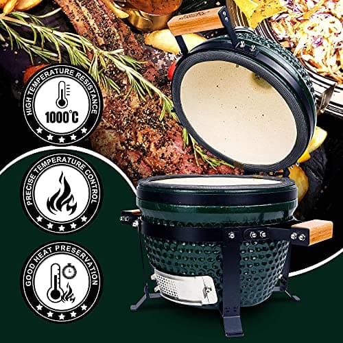 Ceramic Charcoal BBQ Kamado Griller - Portable Tabletop The Cadet Series Smoker