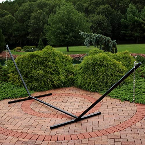 Sunnydaze Steel Hammock Stand for Outside - 400-Pound Capacity Indoor/Outdoor Hammock Stand Only - Black Powder-Coated Finish - 15-Foot