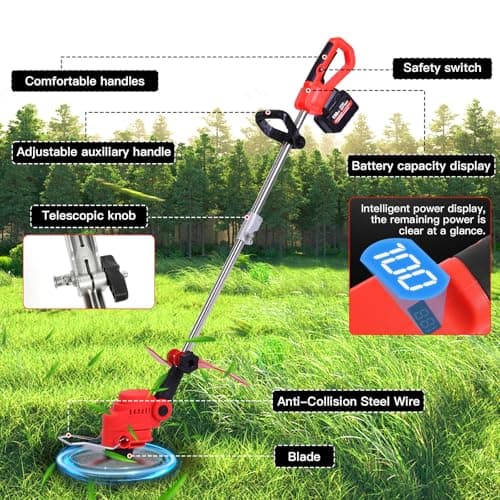 21V Cordless 2-in-1 Tiller & Weed Whacker Combo | 12"x9" Rototiller, 4x4 Blades & 8" Trimmer - 2×21v Battery, 360 RPM for Gardening, Garden Tiller, Electric Tiller, Cultivators for Gardening