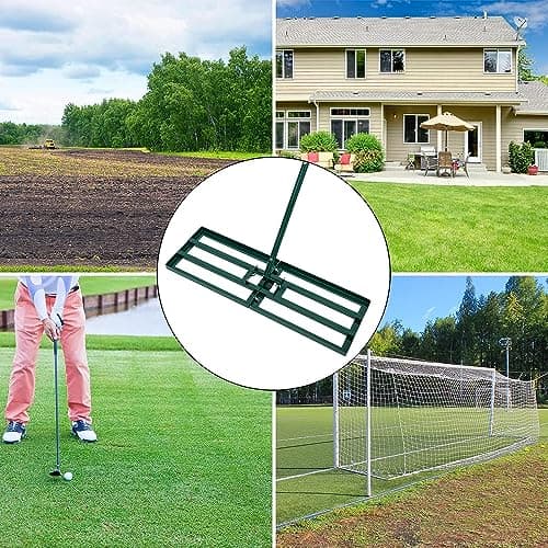 Lawn Leveling Rake,Stainless Steel Lawn Leveler with 30”x10” Ground Plate, 78” Adjustable Long Handle, Level Yard Tool for Grass, Golf Field, Level Soil or Dirt Ground Surfaces-Green