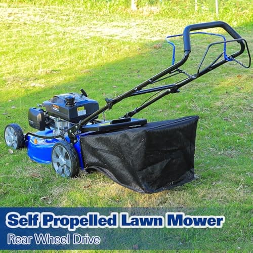 BILT HARD 21 Inch Self Propelled Lawn Mower, 3-in-1 Gas Lawnmower with 201cc 4-Cycle Engine, Bagging, Mulching and Side Discharge, Adjustable 8-Positions Cutting Height, Easy Start