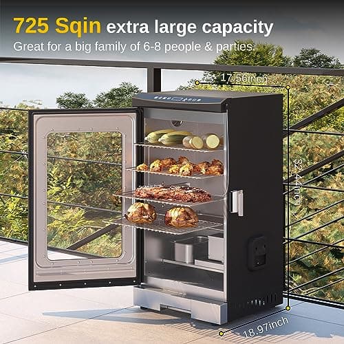 EAST OAK 30-Inch Electric Smoker with Visualization Glass Door and Cover, Smoker with Side Wood Chip Loader and Heavy Duty 600D PVC Waterproof UV-resistant Smoker Grill Cover for Camping BBQ Picnic