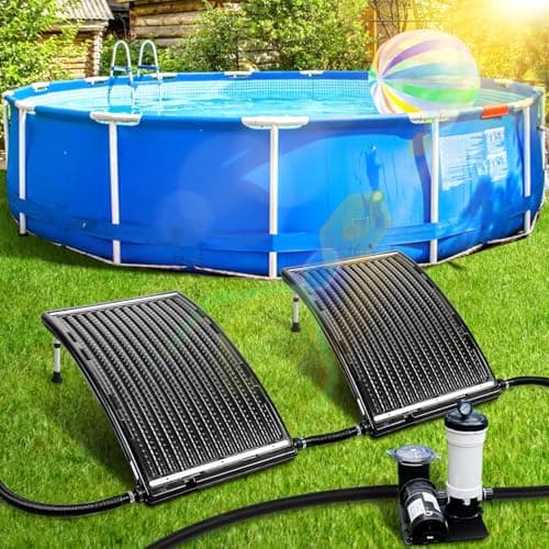 Upgraded 2Set Solar Pool Heaters, Solar Pool Heater for Above Ground Pool, Thickened Panel 113x69 cm, Solar Pool Heater for Pools, Includes 4 Adapters, 4 Hoses & Clamps, 4 Plumbers Tapes