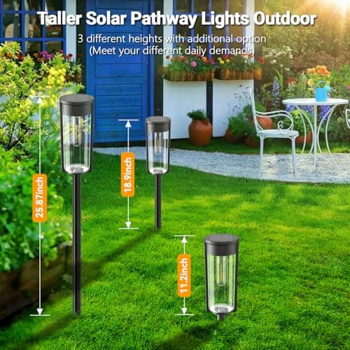 LETMY Solar Pathway Lights Outdoor, Upgraded 8 Pack Solar Lights Outdoor, IP65 Waterproof Auto On/Off Solar Landscape Path Lights Outdoor Solar Lights for Yard Outside Garden Lawn Walkway Driveway