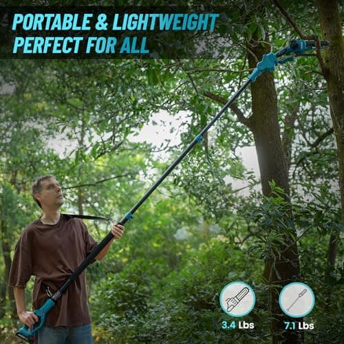 Seesii PS600 2-in-1 Electric Pole Saws for Tree Trimming, 6 Inch Mini Chainsaw Cordless with Extension Pole, Battery Powered Pole Chain Saw, Tree Trimmer Limb Branch Cutter Pruner with 2 Battery