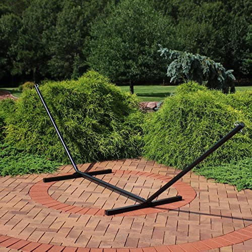 Sunnydaze Steel Hammock Stand for Outside - 350-Pound Capacity Indoor/Outdoor Hammock Stand Only - Black Powder-Coated Finish - 12-Foot