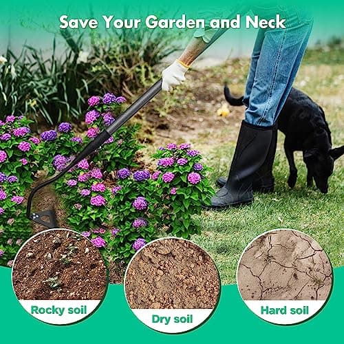 Hardened Hollow Hoe with Long Handle,Heavy Duty Garden Hoes for Weeding Loosening Soil Digging Planting Ridging, Handy Hoe Garden Tool (55")