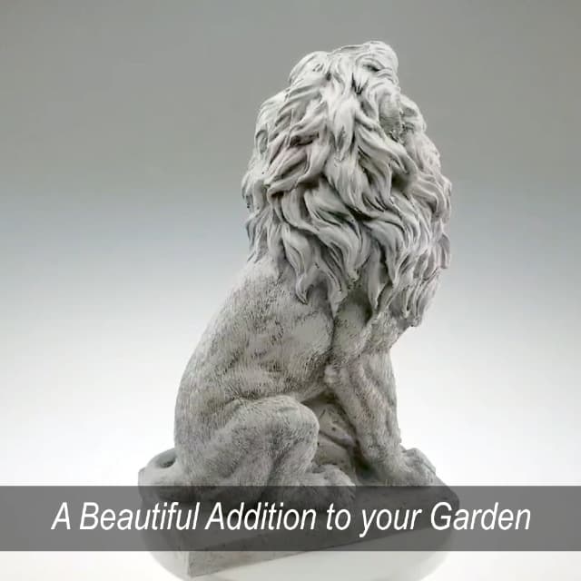 Lion Resin Garden Statue | Outdoor Indoor Figurine Gift Decoration for Home Décor, Patio, Yard, and Garden
