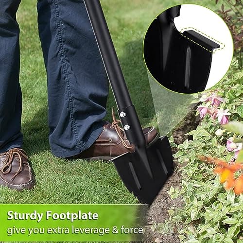 Edger Lawn Tool, Manual Half Moon Edger with Sharp Round Saw Tooth Blade and Step, Stand Up Gardening Tools for Landscaping, Borders, Sidewalk, Turf, Metal Garden Grass Edging Tool with Foam T Grip