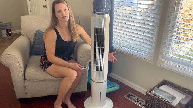 42 INCH Portable Air Conditioners w/LED Touch Screen, 4 Mode&3 Speed,1-Gal Tank for 15H Cooling Evaporative Air Cooler,12H Timer, No Hose No Window Needed, 90° Oscillating AC Unit for Bedroom