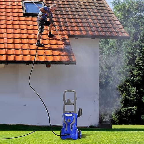 Power Washers Electric Powered 5000PSI-max 3.2GPM High Pressure Washer Car Cleaning Machine with Adjustable Spray Nozzle and Foam Cannon for Home Driveway Patio Deck, Deep Blue