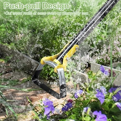 Adjustable Garden Hoe - Heavy-Duty Long Handle Loop Stirrup Hoe for Weeding, Black, 30-61 Inche (30-70 Inch)