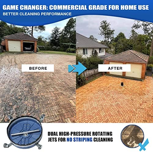 Pressure Washer Surface Cleaner 20'', 4500PSI Power Washer Surface Cleaner Attachment with Wheels, Pressure Washer Accessory for Driveway Sidewalk Curb Deck Patio Cleaning, 3/8'' Quick-Connect