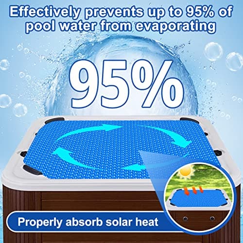 Solar Hot Tub Spa Bubble Cover Blanket for 6 7 Ft Square Inflatable Hot Tub Spa Pool Thermal Insulation Floating Bubble Wrap Covers Blankets(6 x 6 FT)