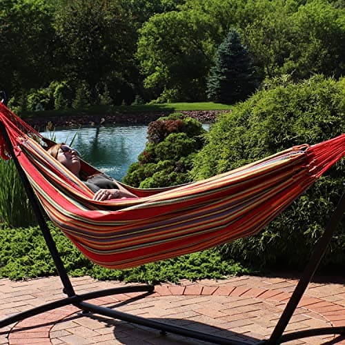 Sunnydaze Double Brazilian Cotton Hammock for Outside - 450-Pound Capacity Outdoor Hammock - Sunset