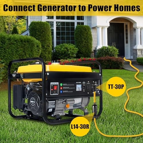 30 AMP Generator Transfer Switch Adapter Cord, Heavy Duty STW 10 Gauge NEMA TT-30P Male to L14-30R Female, 3 Prong to 4 Prong Generator Adapter Plug Twist Lock to House Inlet Box,1.5FT