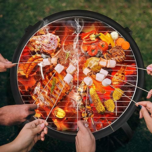 Yaheetech 21inch Fire Pit Portable Folding Steel Fire Bowl Garden Treasures Fire Pit for Outside Fireplace with Carrying Bag, Spark Screen, BBQ Grill & Log Grate for Patio Backyard Camping Bonfire