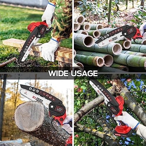 Mini Chainsaw, 6 Inch Mini Chainsaw Cordless, 2024 Upgraded Portable Handheld Small Chain saw for Wood Cutting, Tree Trimming, Courtyard, Household, and Garden (Includes 2 Batteries and 3 Chains)