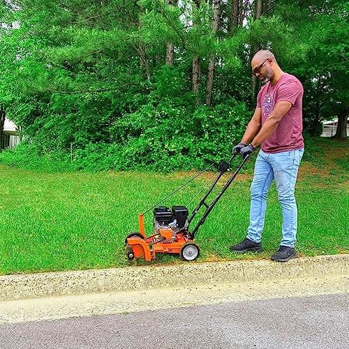 Yard Force YF7302 79cc 4-Cycle Gas Powered Edger with 9” Heavy-Duty Steel Blade, Adjustable Depth Lever and Folding Handle