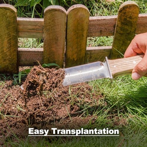 Hori Hori Garden Knife with Leather Sheath, Premium Gardening Soil Knife with 6" Stainless Steel Double Edge Sharp Blade, Japanese Gardening Tool for Weeding, Digging, Cutting & Planting