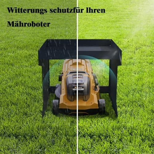 Weatherproof Robotic Lawn Mower Garage with Planter | Heavy-Duty Metal Shelter for Robotic Lawn Mower (27.56x39.37x24.41in) | UV Protection & Drainage System