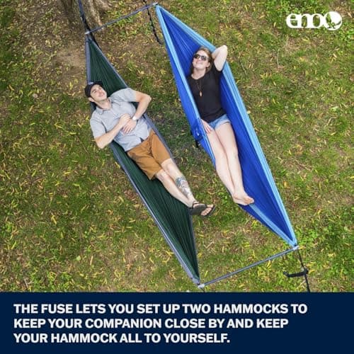 ENO Fuse Tandem Hammock System Colour Slate Lightwieght Fuse Spreader Bars, Two Hammocks Side by Side Dac Grren Anodised Aluminium Alloy Eliminates Enviro Damage Weight 277 g
