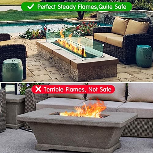 Skyflame Linear Fire Pit Wind Guard – 40.5" x 12.5" Thick Tempered Glass Firepit Screen/Clear Shields for Propane Fire Pit Table