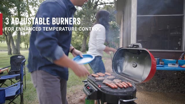 Coleman RoadTrip 285 Portable Stand-Up Propane Grill with 3 Adjustable Burners & Instastart Ignition, 20,000 BTUs of Power for Outdoor Cooking