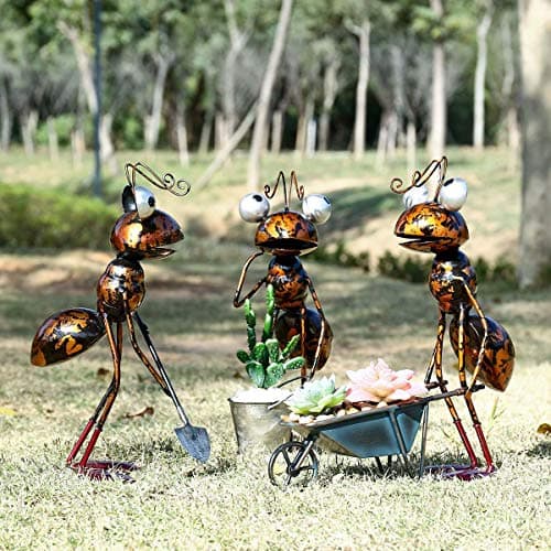Tooarts Metal Ant Garden Decor Sculpture Home Patio Lawn Yard Indoor Outdoor Statue Ornament with Removable Bucket