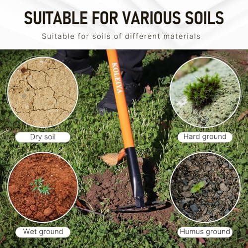 57 Inch Heavy Duty Garden Hoe with Orange Fiberglass Handle - Long Handle Garden Hoes for Weeding, Gardening, and Cultivating - Durable Hoe Garden Tool for Heavy Duty Use