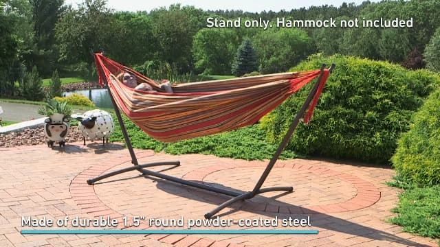 Sunnydaze Brazilian Portable Steel Hammock Stand for Outside with Carrying Case - 400-Pound Capacity Hammock Frame - Bronze Finish