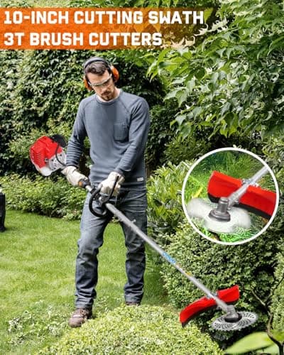 5-in-1 Weed Wacker Gas Powered – 52CC 2-Stroke String Trimmer/Edger, Pole Saw, Hedge Trimmer and Brush Cutter Blade with Extension Pole – Gas Powered Yard Tool for Landscaping (GC5080)