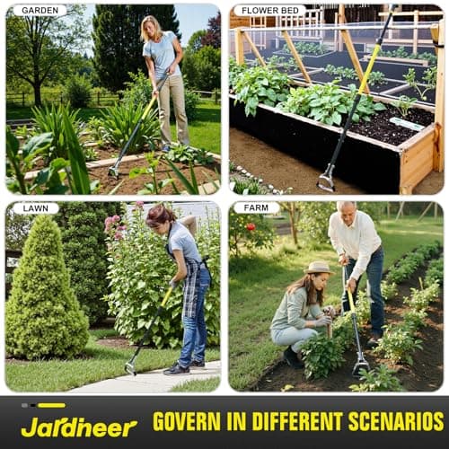 Jardineer Hula Hoe Garden Tool -4in1 Weed Puller, Cultivator, Stirrup Hoe with Ergonomic Handle, Heavy Duty Stainless Steel Head for Effortless Weeding, Digging, and Soil Aeration (64 inches)