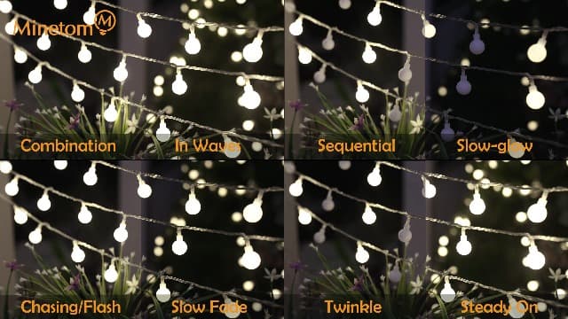 Minetom 33 Feet 100 Led Globe Ball String Lights, Fairy String Lights Plug in with Remote, Waterproof Globe String Lights for Indoor Outdoor Party Wedding Christmas Tree Garden Decoration, Pure White