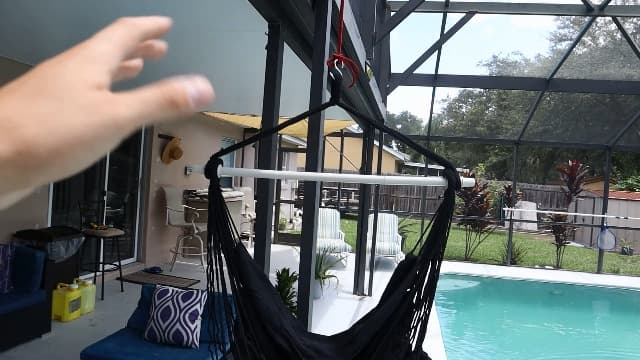 Outerman Hammock Chair, Hanging Chair with 3 Cushions and Foot Rest Support, Sturdy Metal Spreader Bar Max 500Lbs, Swing Chair for Bedroom, Indoor & Outdoor, Patio, Porch or Tree（Black）…