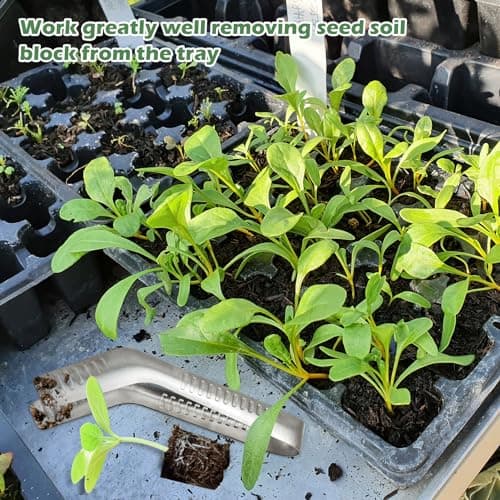 2PCS Seedling Transplant Tongs Stainless Steel Seedling Starters Remove Tongs Seedling Transplanting Tool Seedling Easy Transplanter with Anti-Slip Grasp Tips to Reduce Damage to Roots