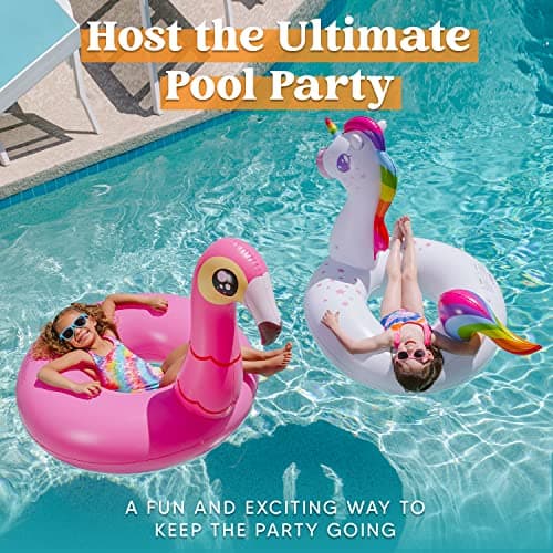 JOYIN 2-Pack Flamingo Unicorn Pool Float - Fun Floaties Inflatable Swimming Pool Tubes Toys Party Decorations, Summer Vacation Lake Beach Floaty Swim Rings Raft Lounger for Adults & Kids