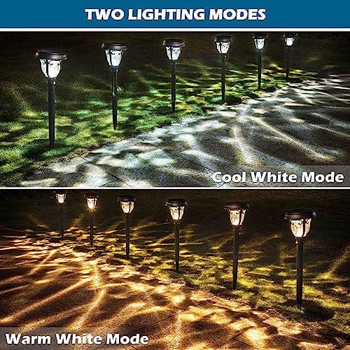 LeiDrail Solar Lights Outdoor Pathway, 6 Pack LED Glass Metal Solar Garden Lights with 2 Modes, Garden Decor for Yard Patio Landscape Walkway