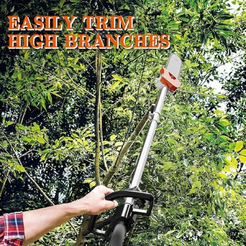 48CC Gas Powered Pole Saws,2-Stroke Gas Pole Saws for Tree Trimming with11.5in Cutting Bar,Extendable Pole to Height 16FT Cutting Chainsaw Tree Trimmer